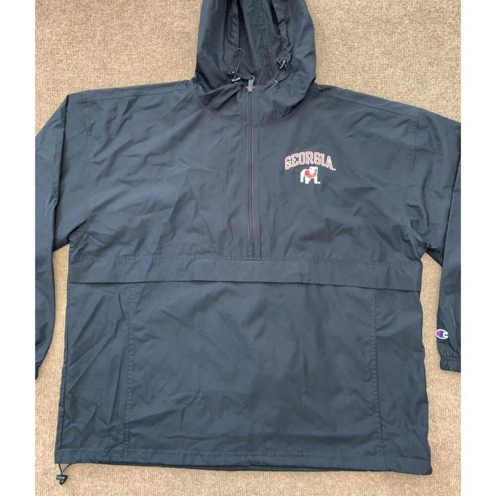 Georgia Bulldogs Champion Jacket Mens 2XL Lightweight Packable Hooded Half-Zip